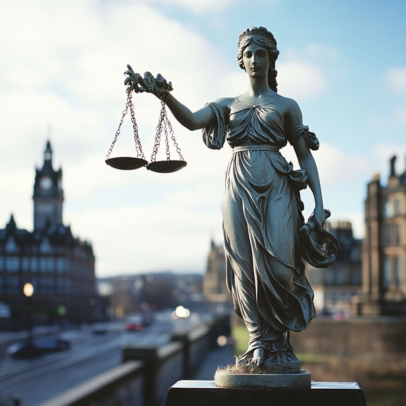 Statue of Lady Justice overlooking Princes Street, Edinburgh